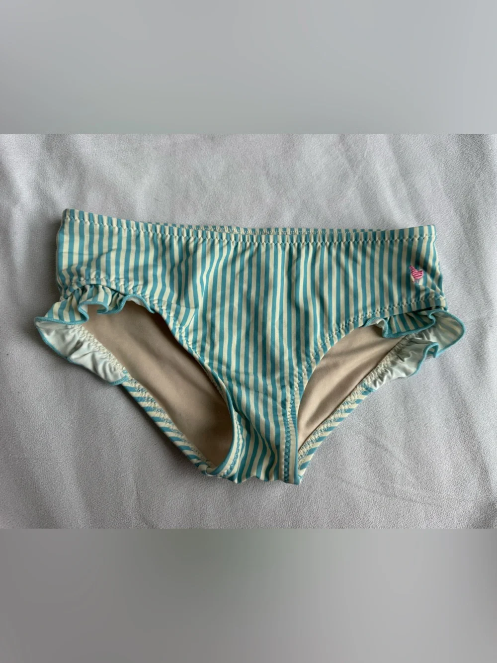 Pink Chicken Neq York Swim Bottom Girl‎ 7 Blue cream stripe ruffles pool beach
